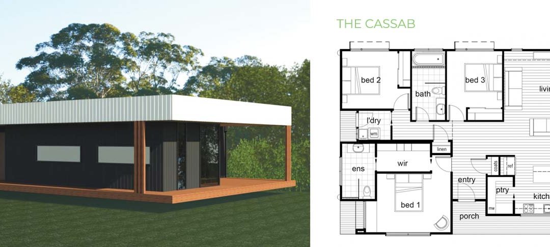 The Cassab 3 Bedroom 2 Bathroom Modular Home