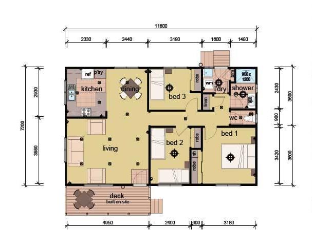 The Davies - 3 bedroom modular home plans