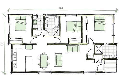 The Martens - 3 bedroom modular home plans